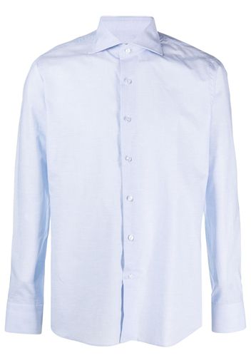 Tagliatore plain cotton-linen blend shirt - Blu