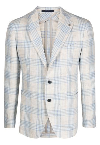 Tagliatore plaid-print single-breasted linen-wool blazer - Toni neutri