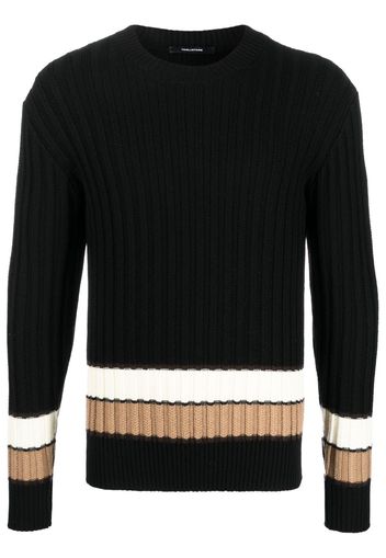 Tagliatore stripe-detail wide-ribbed jumper - Nero