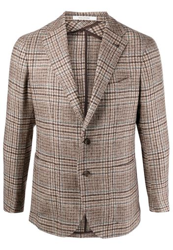 Tagliatore plaid-check knitted blazer - Marrone