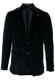 Tagliatore logo-plaque velvet blazer - Blu