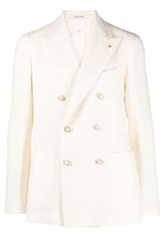 Tagliatore double-breasted ribbed blazer - Bianco