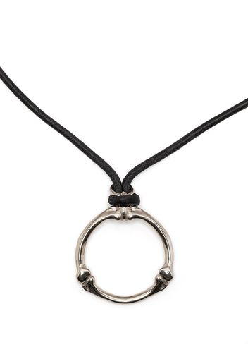 Takahiromiyashita The Soloist circular-pendant rope-detail necklace - Argento