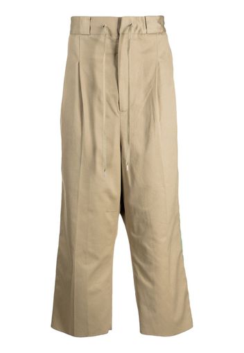 Takahiromiyashita The Soloist drawstring-waist drop-crotch trousers - Marrone