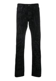 graffiti writing printed cotton trousers