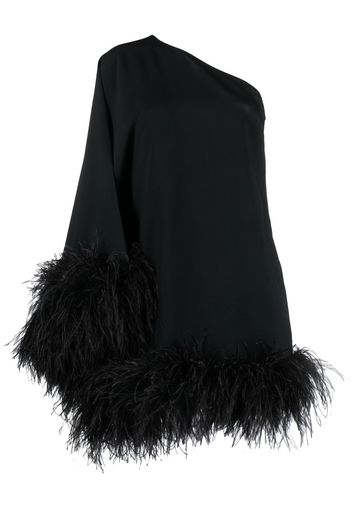 Taller Marmo Piccolo Ubud feather-trim one-shoulder dress - Nero