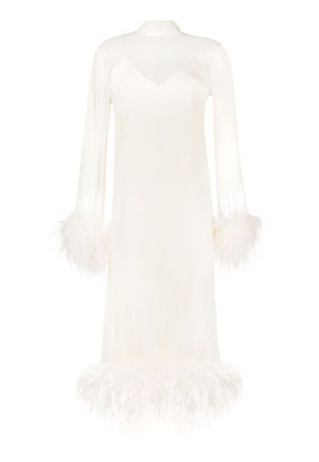 Taller Marmo feather-trim long-sleeve dress - Toni neutri