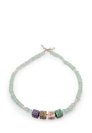 Tamara Taichman 9kt yellow gold Cubix Hope multi-stone necklace - Blu