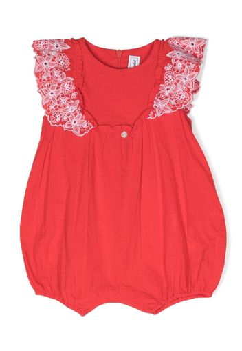 Tartine Et Chocolat floral-embroidered cotton romper - Rosso