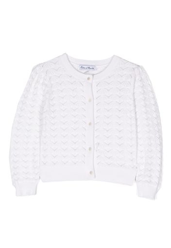 Tartine Et Chocolat openwork-detailing cotton cardigan - Bianco