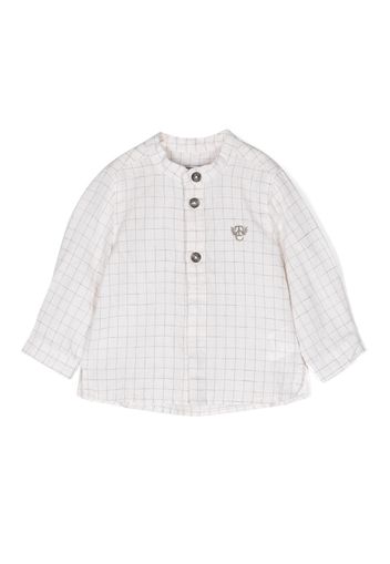 Tartine Et Chocolat logo-embroidered windowpane-print shirt - Bianco