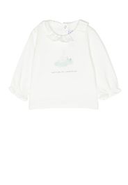 Tartine Et Chocolat ruffle-collar graphic-print T-shirt - Bianco