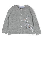 Tartine Et Chocolat floral embroidery knitted cardigan - Grigio