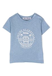 Tartine Et Chocolat logo-print detail T-shirt - Blu