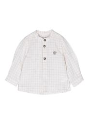 Tartine Et Chocolat logo-embroidered windowpane-print shirt - Bianco