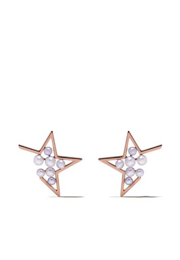 Orecchini Abstract Star in oro rosa 18kt e perle