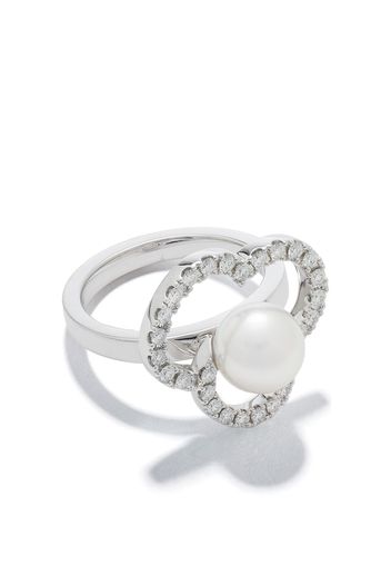 TASAKI "Anello Chants in oro bianco 18kt, diamanti e perle Akoya" - Argento