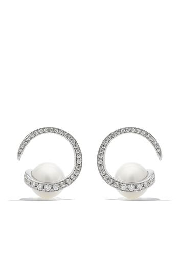 TASAKI Orecchini in oro bianco 18kt con perle dei Mari del Sud e diamanti - Argento