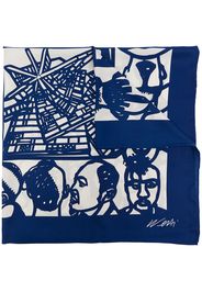 TASCHEN Foulard Haircut Ai Weiwei. con stampa - Blu