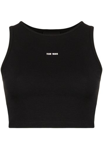 TEAM WANG design Top crop con stampa - Nero