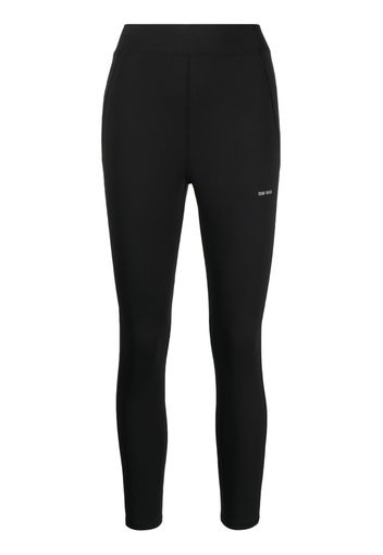 TEAM WANG design Leggings a inserti con stampa - Nero