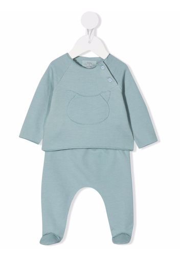 TEDDY & MINOU embroidered cat trouser set - Blu