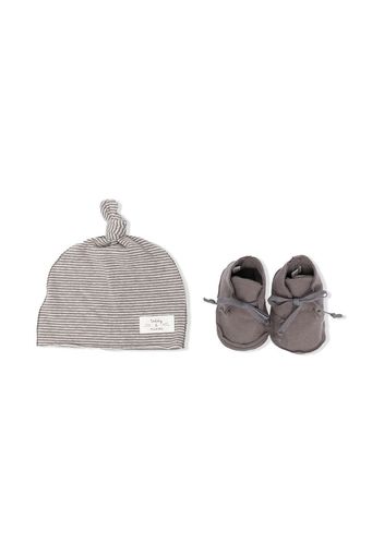 TEDDY & MINOU logo-patch hat set - Grigio