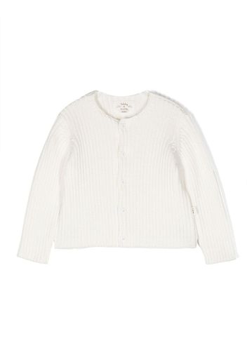 TEDDY & MINOU ribbed-knit cotton cardigan - Bianco