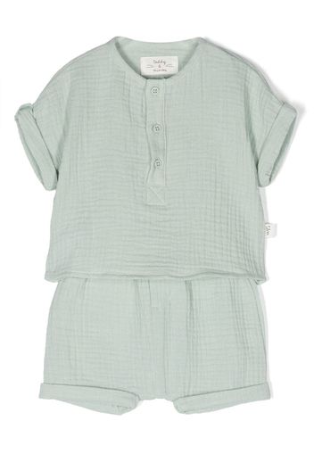 TEDDY & MINOU button-plaque cotton short set - Verde