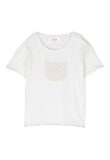 TEDDY & MINOU cat-patch crew-neck T-shirt - Bianco