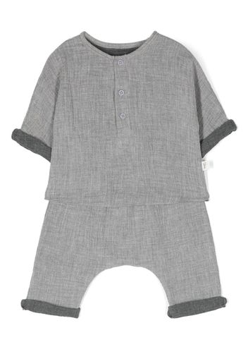 TEDDY & MINOU short-sleeved cotton tracksuit set - Grigio