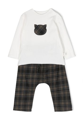 TEDDY & MINOU check-print trouser set - Bianco