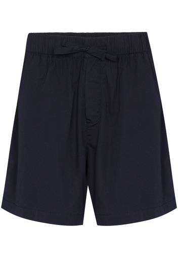 TEKLA high-waisted drawstring poplin shorts - Blu