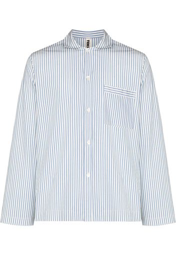 TEKLA striped poplin pajama shirt - Bianco