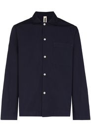 TEKLA long-sleeve poplin pajama shirt - Blu