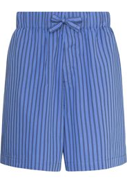 TEKLA striped drawstring pajama shorts - Blu