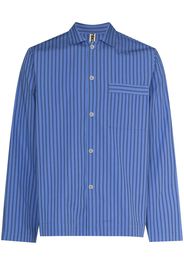 TEKLA striped poplin pajama shirt - Blu