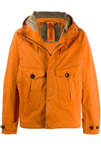 flap-pocket hooded jacket