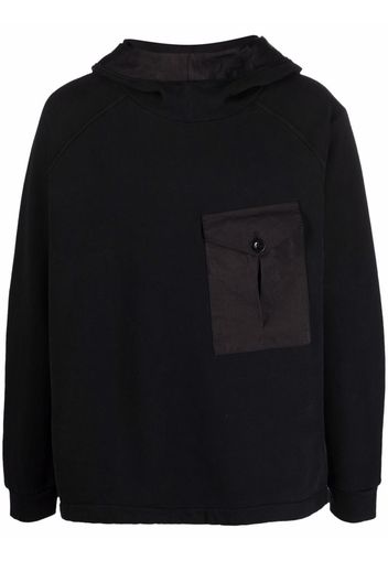 Ten C pocket-detail long-sleeve hoodie - Nero