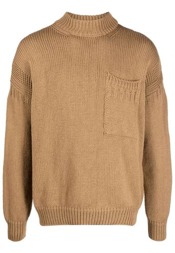 Ten C mock-neck wool jumper - Marrone