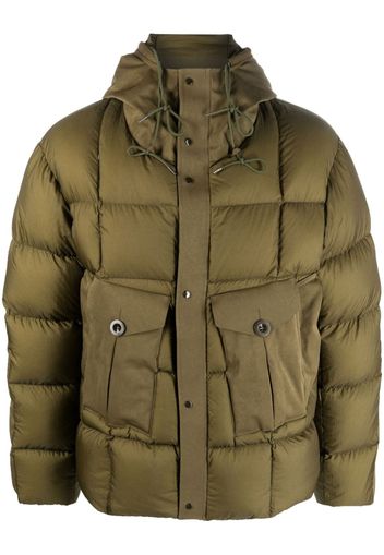 Ten C hooded padded down jacket - Verde