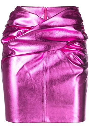 THE ANDAMANE gathered metallic-finish mini-skirt - Viola