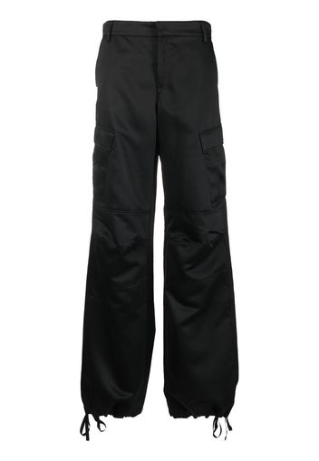 THE ANDAMANE wide-leg satin cargo pants - Nero