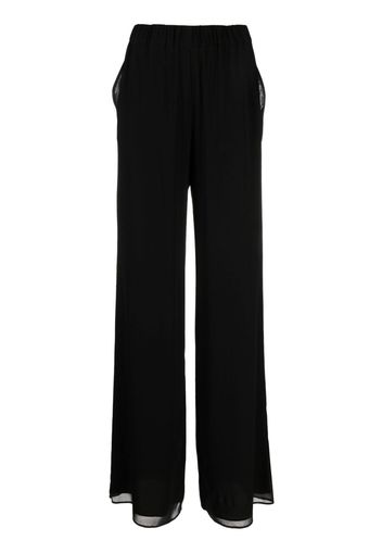 THE ANDAMANE wide-leg silk blend trousers - Nero