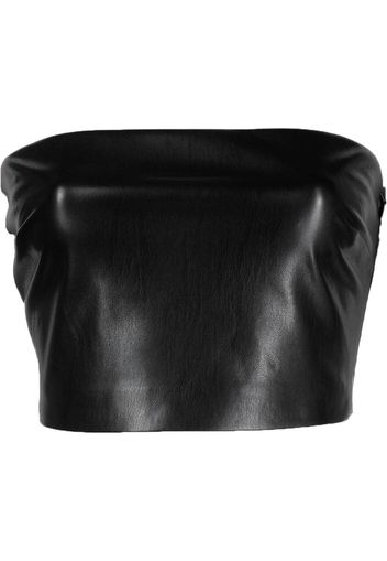 THE ANDAMANE crop faux-leather bandeau top - Nero