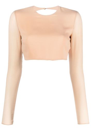 THE ANDAMANE open-back silk-blend crop top - Toni neutri