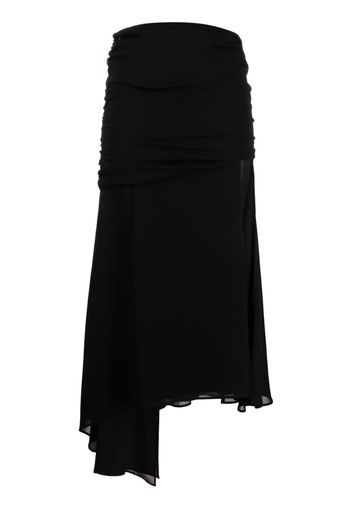 THE ANDAMANE asymmetric draped midi skirt - Nero