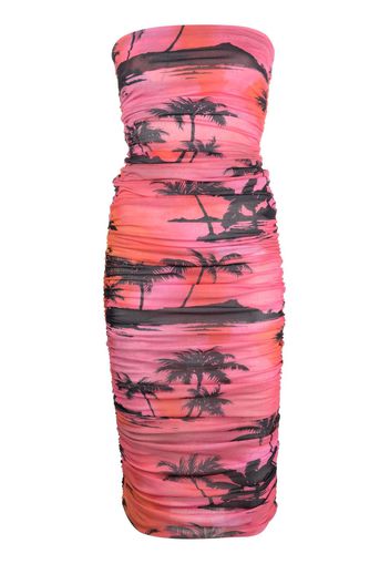 THE ANDAMANE Abito midi con stampa Palm - Rosa