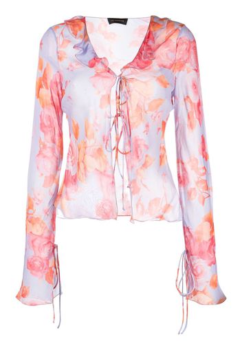 THE ANDAMANE floral-print ruffle blouse - Blu