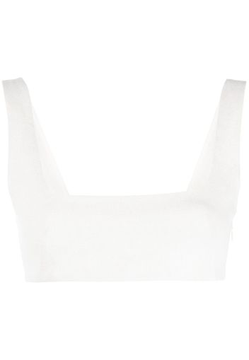 THE ANDAMANE cropped denim bralette top - Bianco